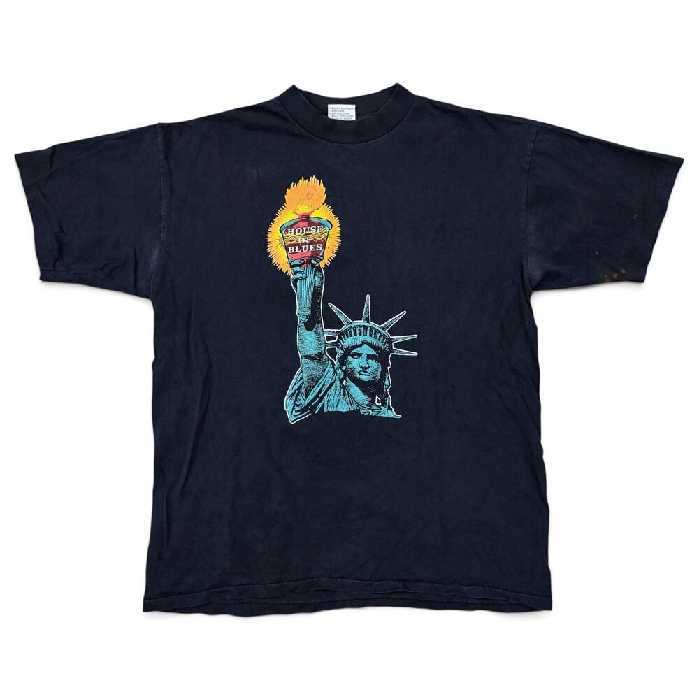 Vintage 90s House of Blues Atlanta T Shirt XL USA Made Statue of Liberty Tee